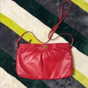Vintage Red Leather Crossbody Bag - ETIENNE AIGNER Women's Shoulder Purse